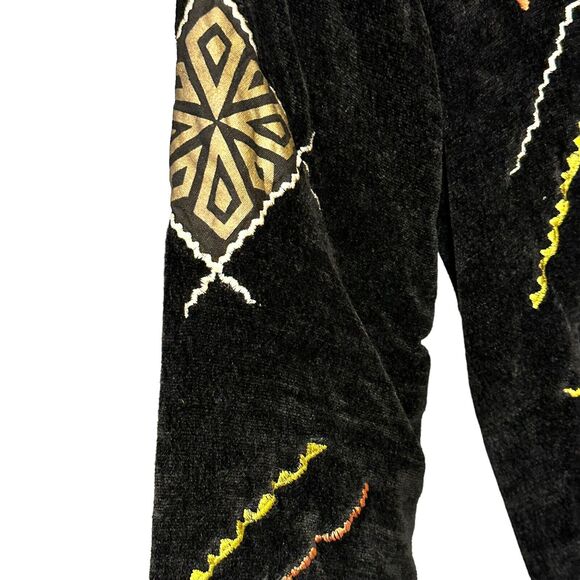 Indigo Moon Women's Size Large Embroidered Button-Up Jacket Black Art Vintage - Picture 5 of 9